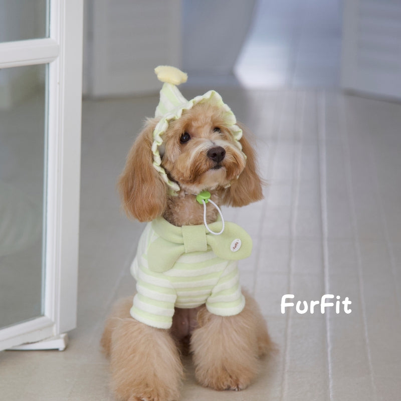 Hunde-Kapuzenpullover „Puff Stripe Bow“
