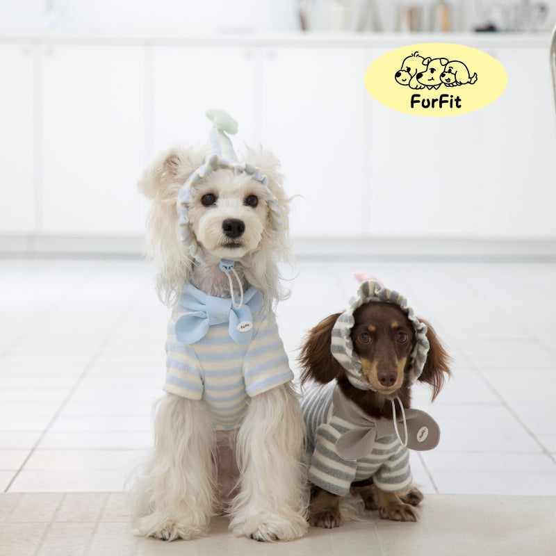 Hunde-Kapuzenpullover „Puff Stripe Bow“