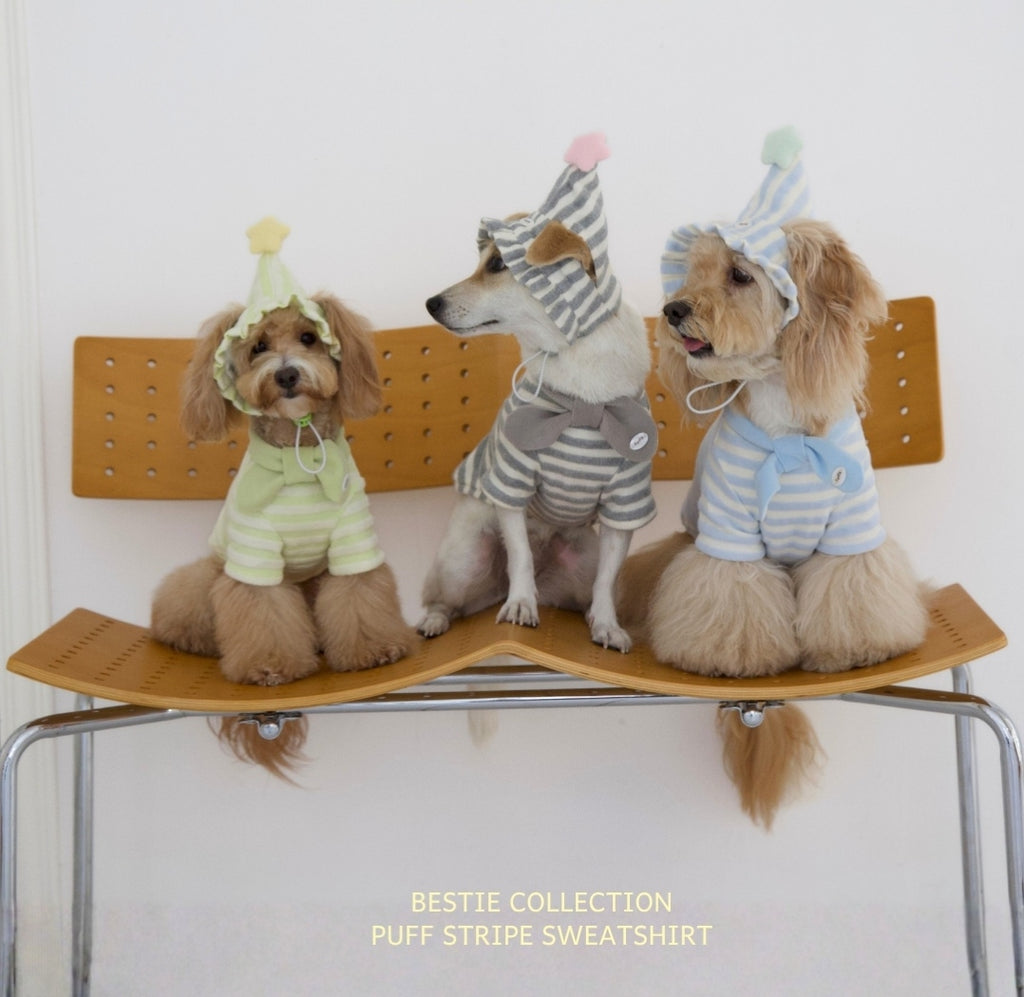 Hunde-Kapuzenpullover „Puff Stripe Bow“