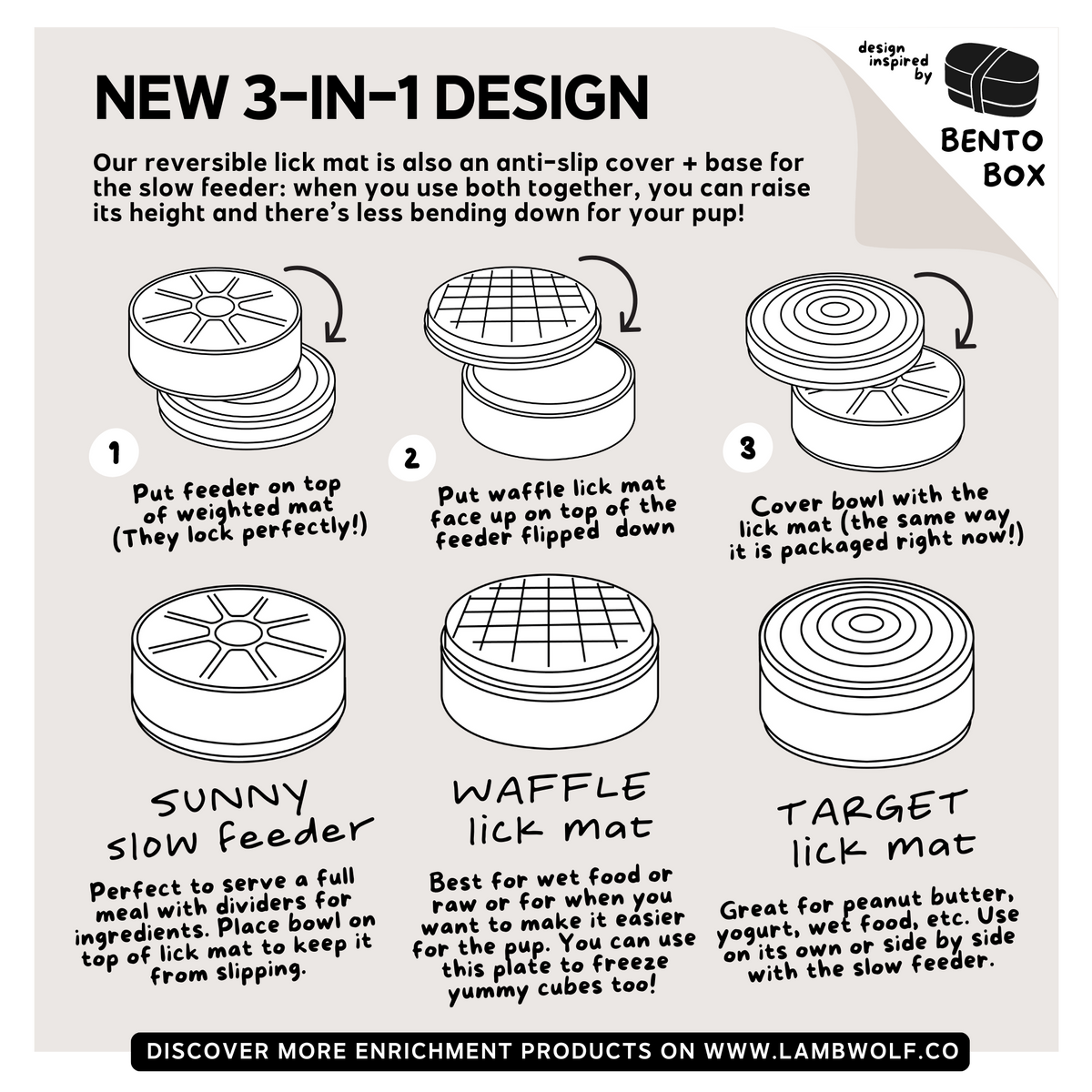Lick Mat e Slow Feeder 3-in-1 BENTO Dune – Lambwolf Collective