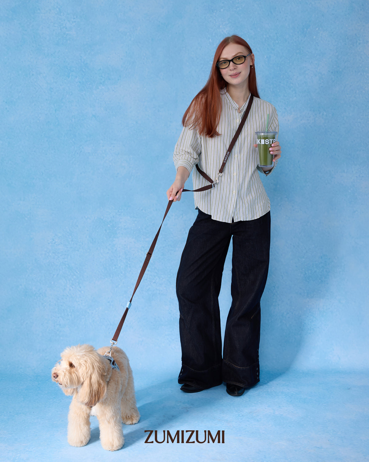 Hands-Free-Leine Chelsea Braun/Blau – Zumizumi